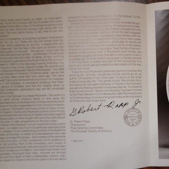 The Edwin Knowles China Co. 1983 Plate Norman Rockwell "Santa in the Subway", - Picture 7 of 8